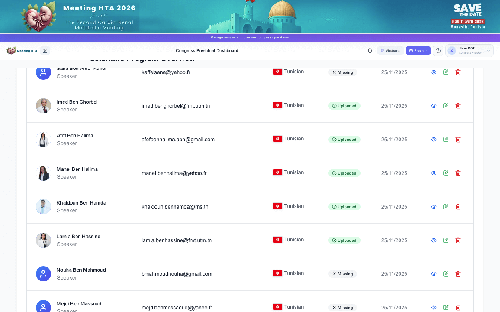 Gestion des intervenants EventFlow